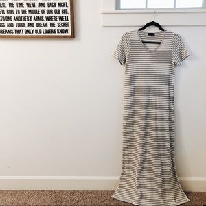 Gray and white stripe nursing friendly maxi dress